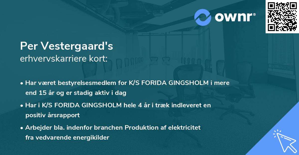 Per Vestergaard's erhvervskarriere kort