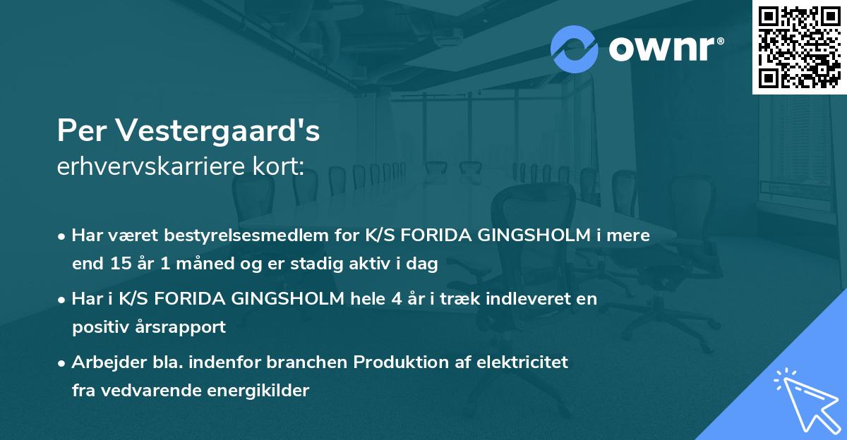 Per Vestergaard's erhvervskarriere kort
