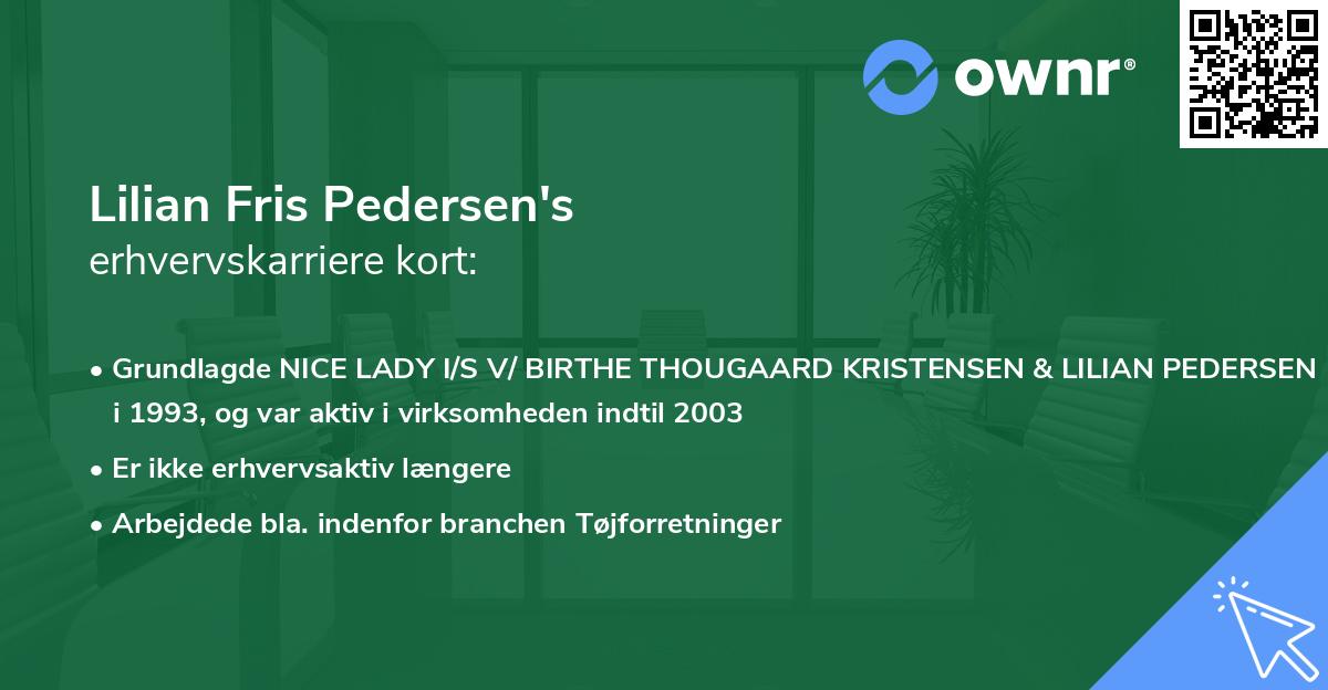 Lilian Fris Pedersen's erhvervskarriere kort