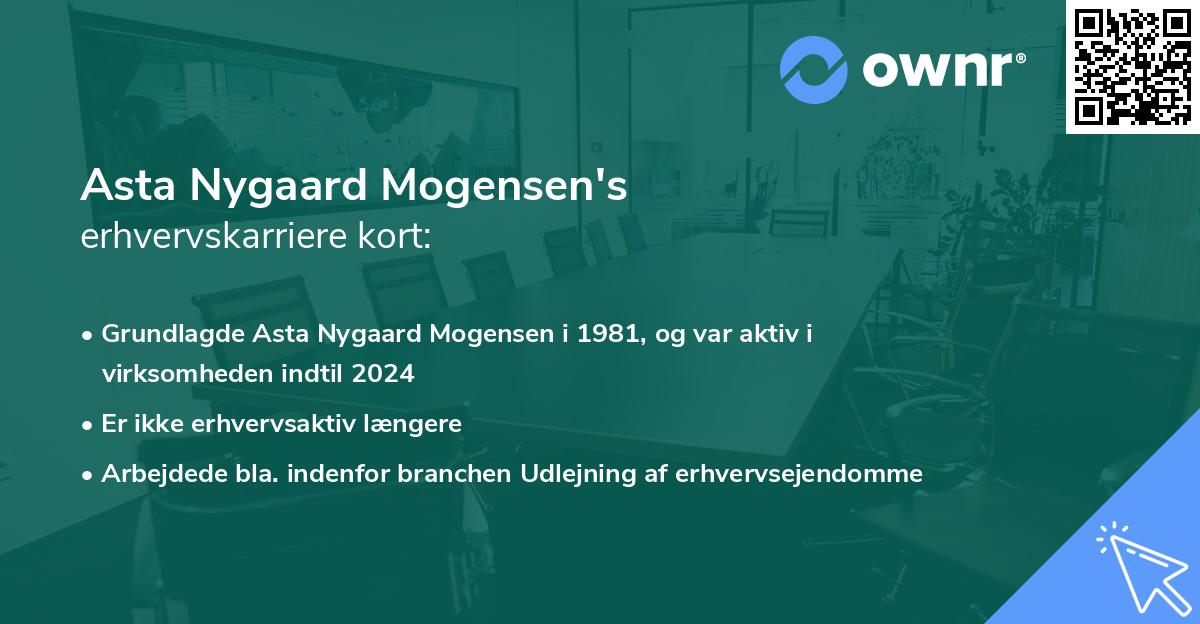 Asta Nygaard Mogensen's erhvervskarriere kort