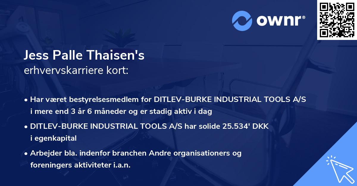 Jess Palle Thaisen's erhvervskarriere kort