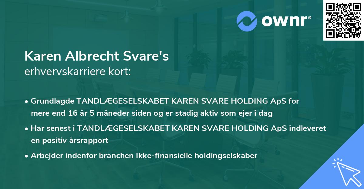 Karen Albrecht Svare's erhvervskarriere kort