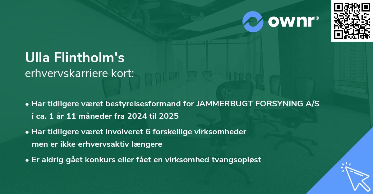 Ulla Flintholm's erhvervskarriere kort