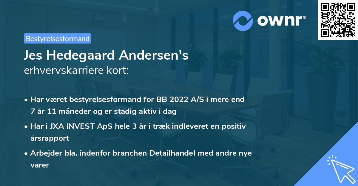 Jes Hedegaard Andersen's erhvervskarriere kort