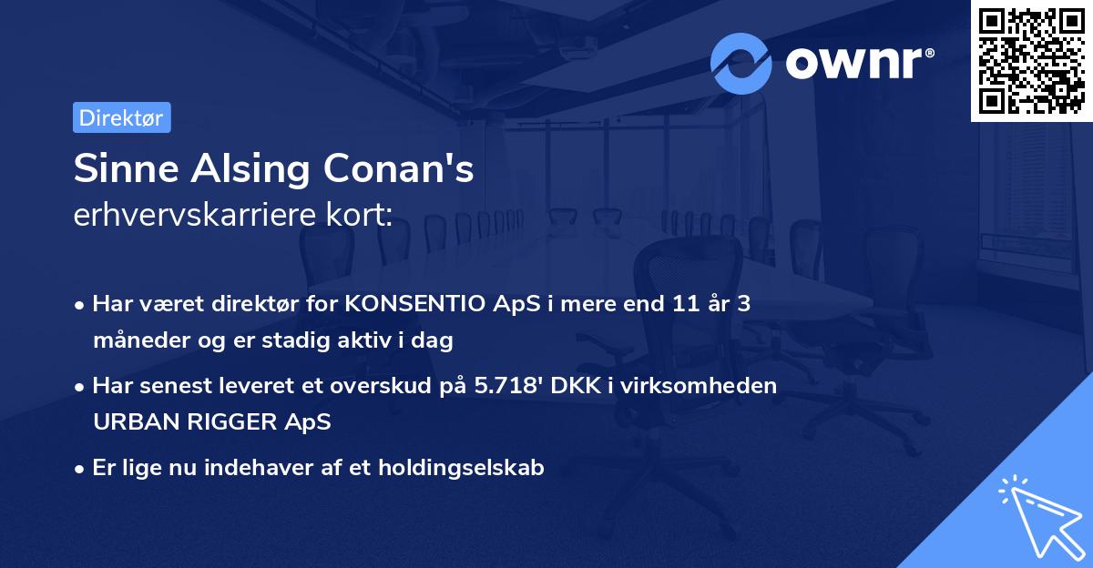 Sinne Alsing Conan's erhvervskarriere kort