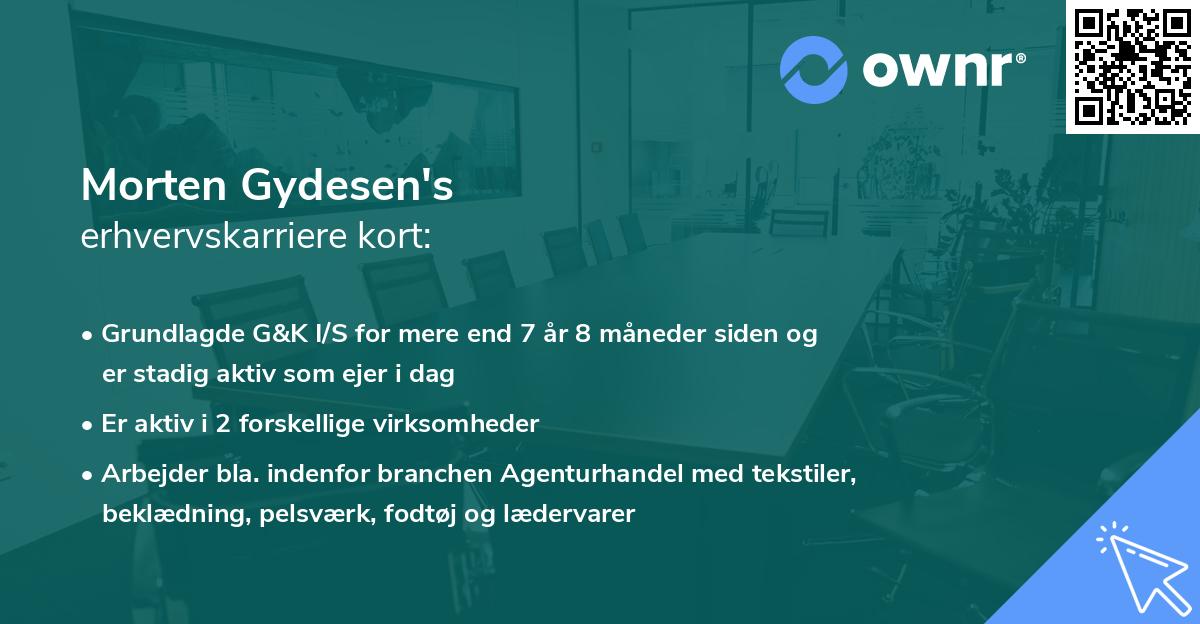 Morten Gydesen's erhvervskarriere kort