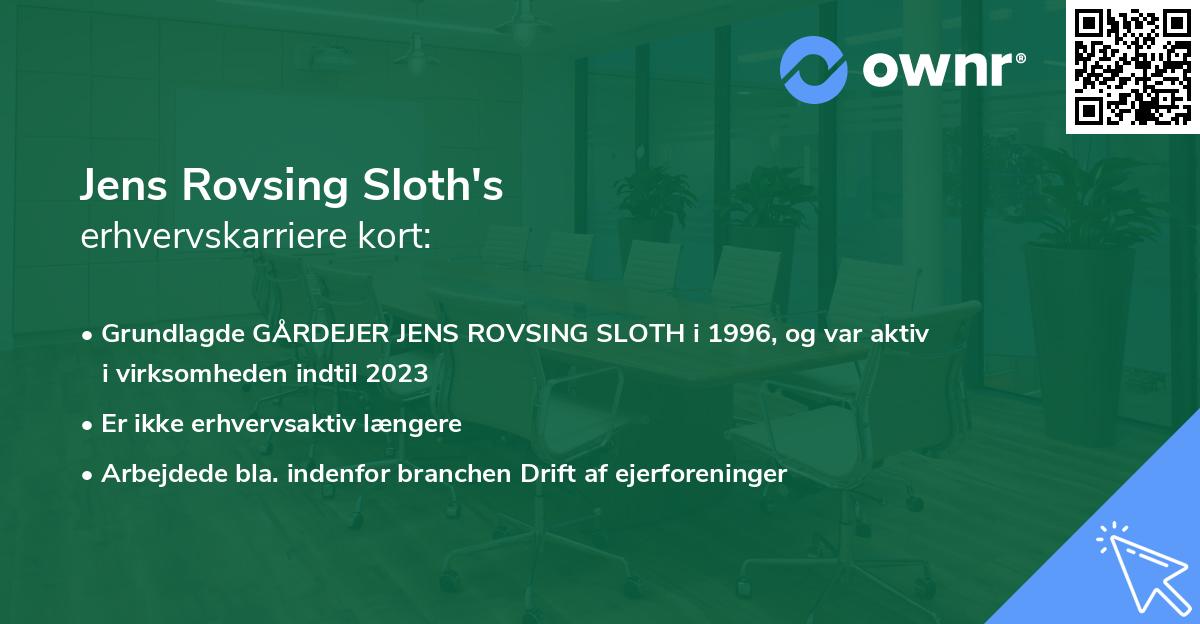 Jens Rovsing Sloth's erhvervskarriere kort