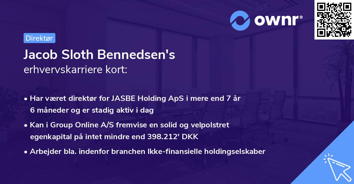Jacob Sloth Bennedsen's erhvervskarriere kort