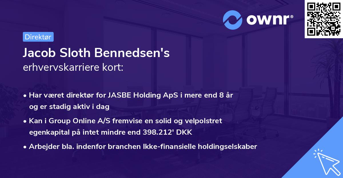 Jacob Sloth Bennedsen's erhvervskarriere kort