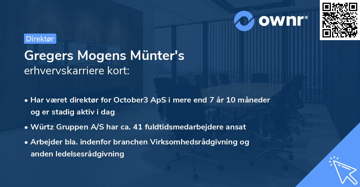 Gregers Mogens Münter's erhvervskarriere kort
