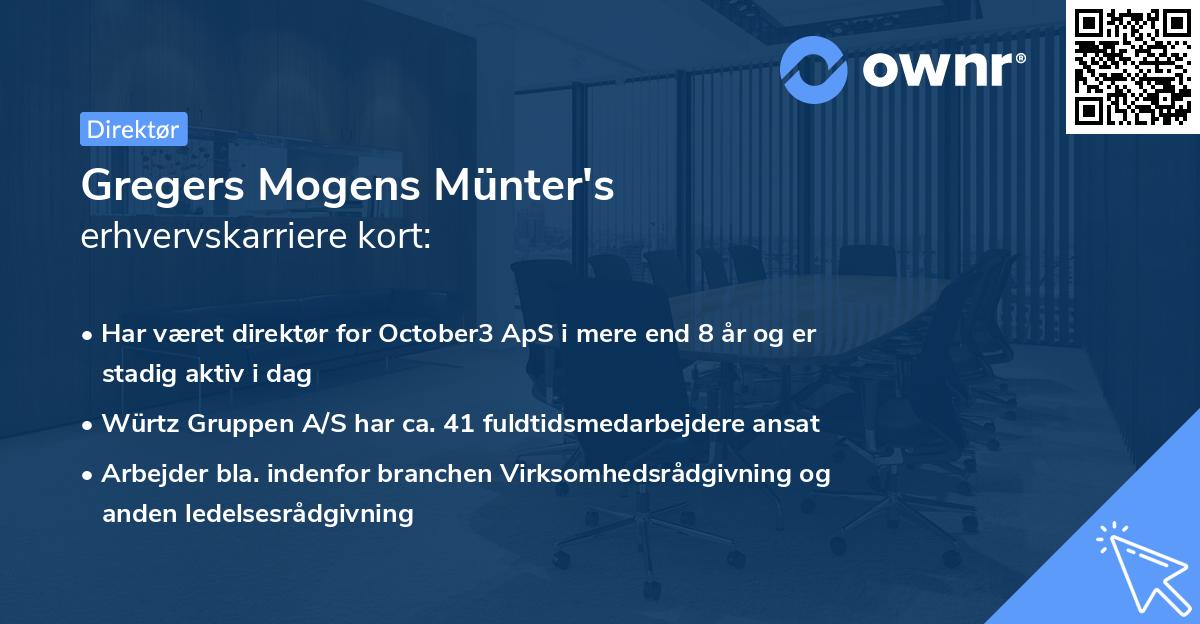 Gregers Mogens Münter's erhvervskarriere kort