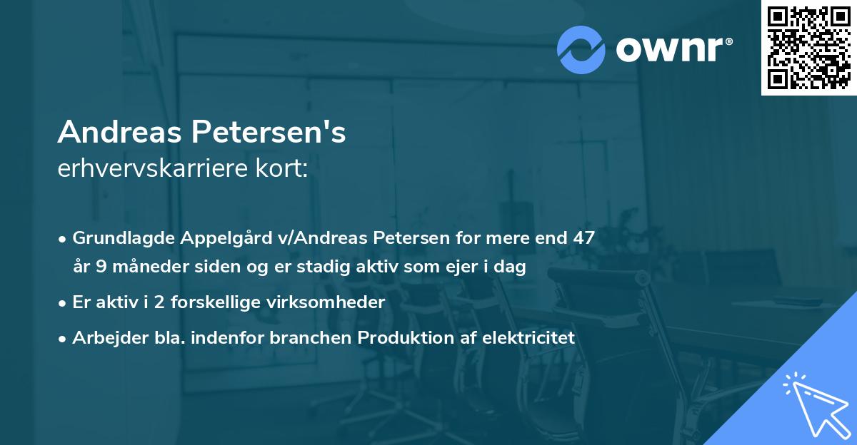 Andreas Petersen's erhvervskarriere kort