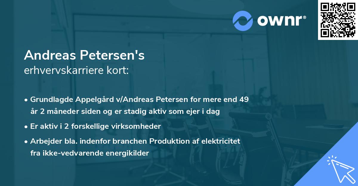 Andreas Petersen's erhvervskarriere kort