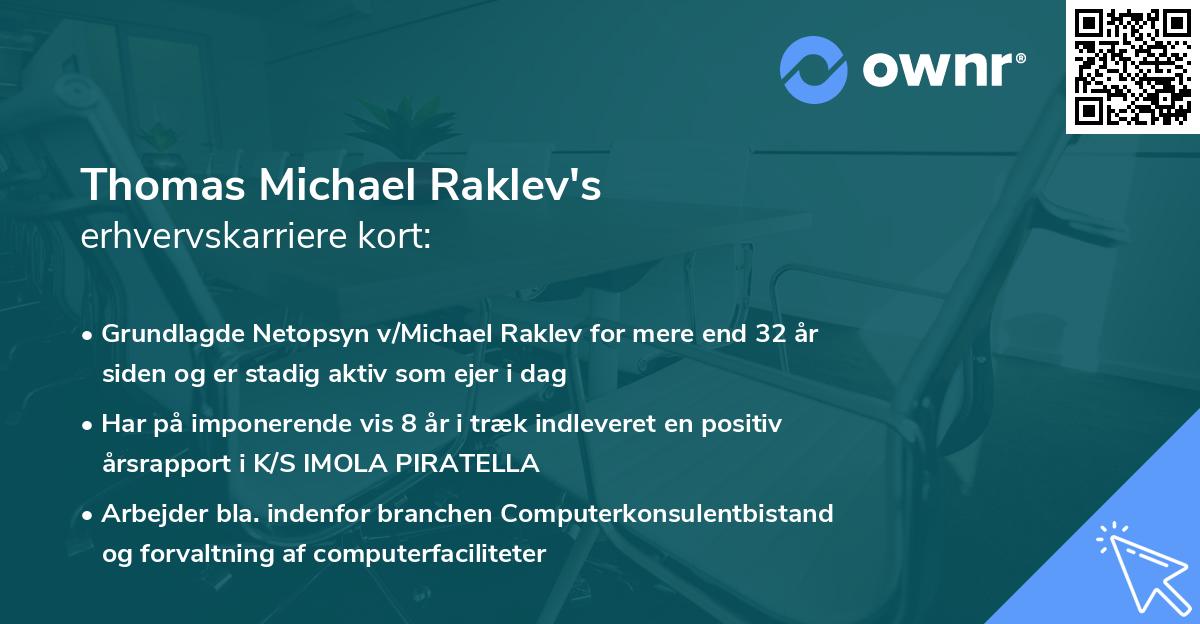 Thomas Michael Raklev's erhvervskarriere kort