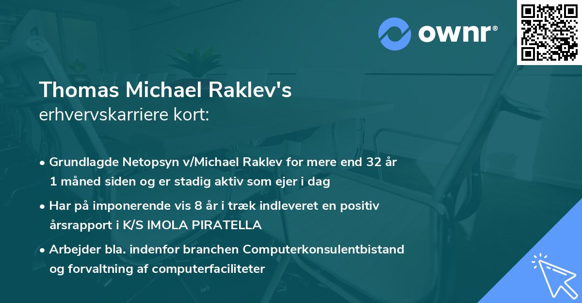 Thomas Michael Raklev's erhvervskarriere kort