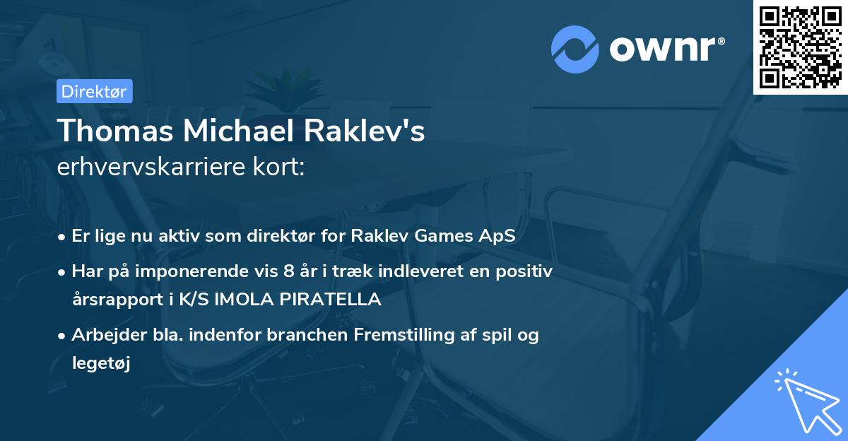 Thomas Michael Raklev's erhvervskarriere kort