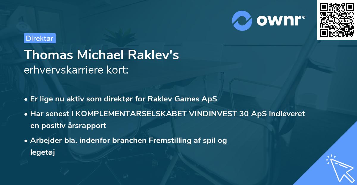 Thomas Michael Raklev's erhvervskarriere kort