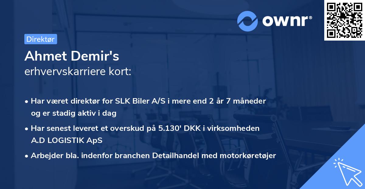 Ahmet Demir's erhvervskarriere kort