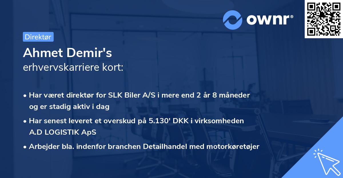 Ahmet Demir's erhvervskarriere kort
