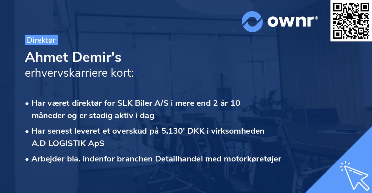 Ahmet Demir's erhvervskarriere kort