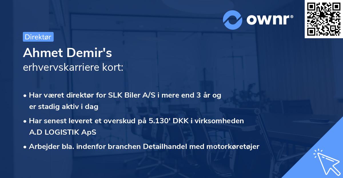 Ahmet Demir's erhvervskarriere kort