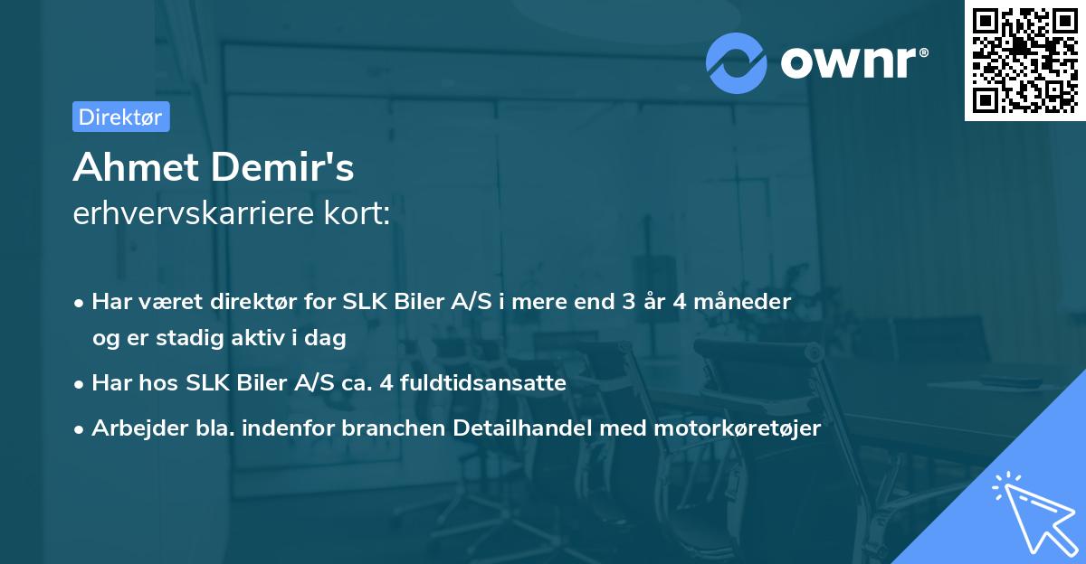 Ahmet Demir's erhvervskarriere kort