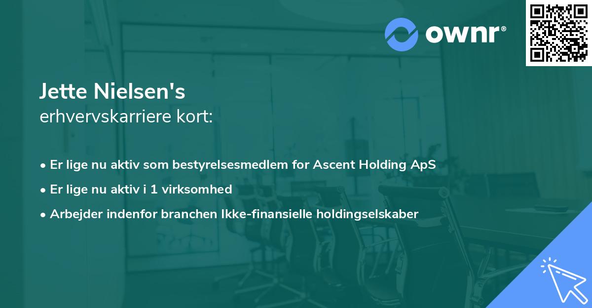 Jette Nielsen's erhvervskarriere kort