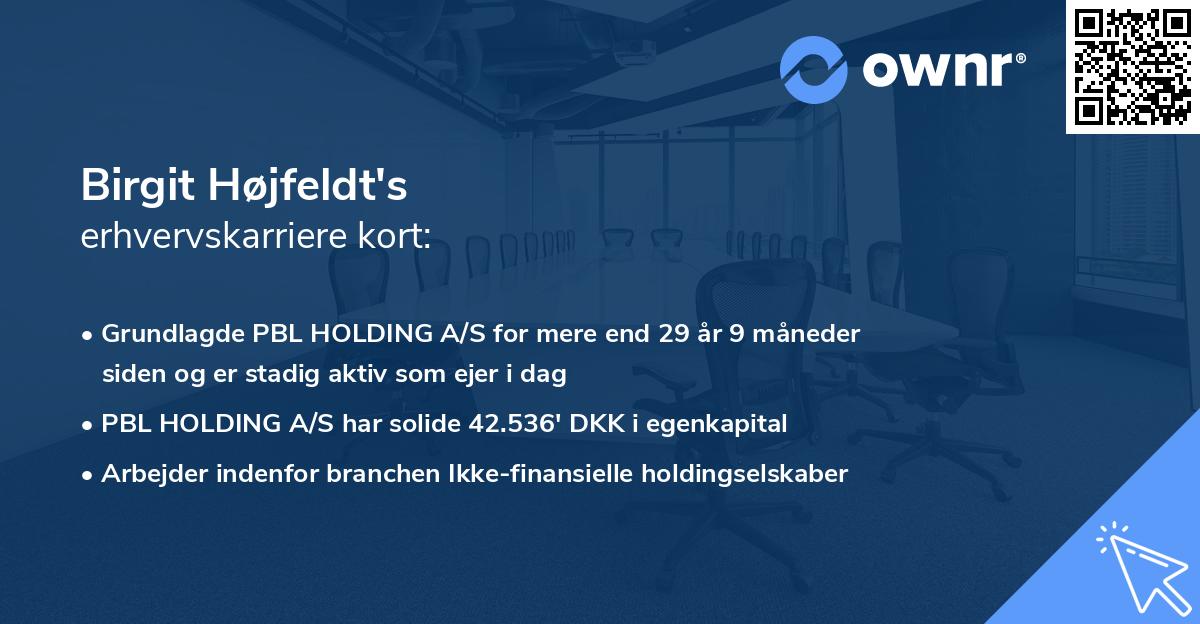 Birgit Højfeldt's erhvervskarriere kort