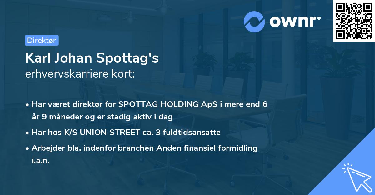 Karl Johan Spottag's erhvervskarriere kort
