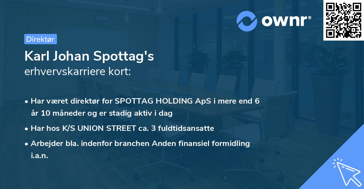 Karl Johan Spottag's erhvervskarriere kort
