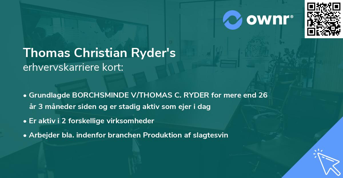 Thomas Christian Ryder's erhvervskarriere kort