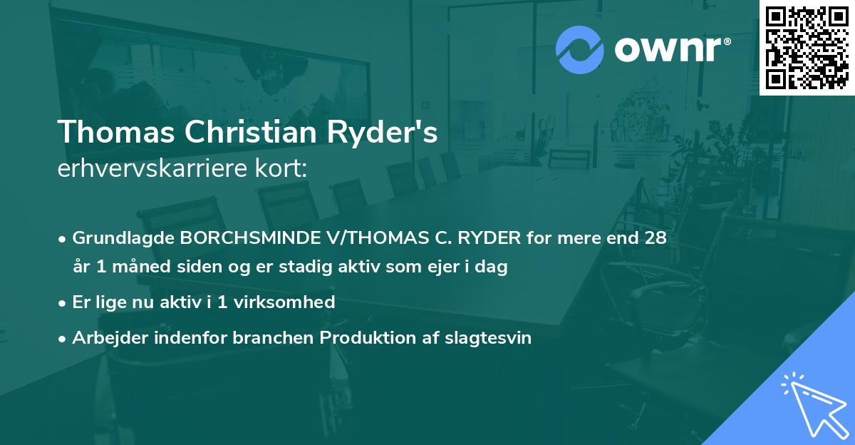 Thomas Christian Ryder's erhvervskarriere kort