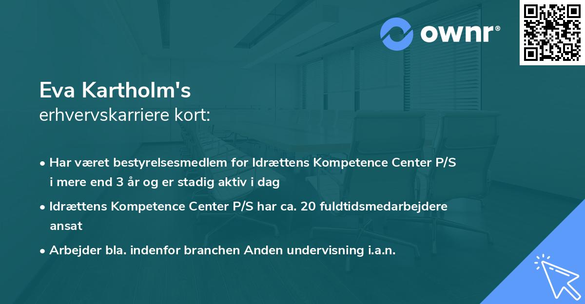 Eva Kartholm's erhvervskarriere kort