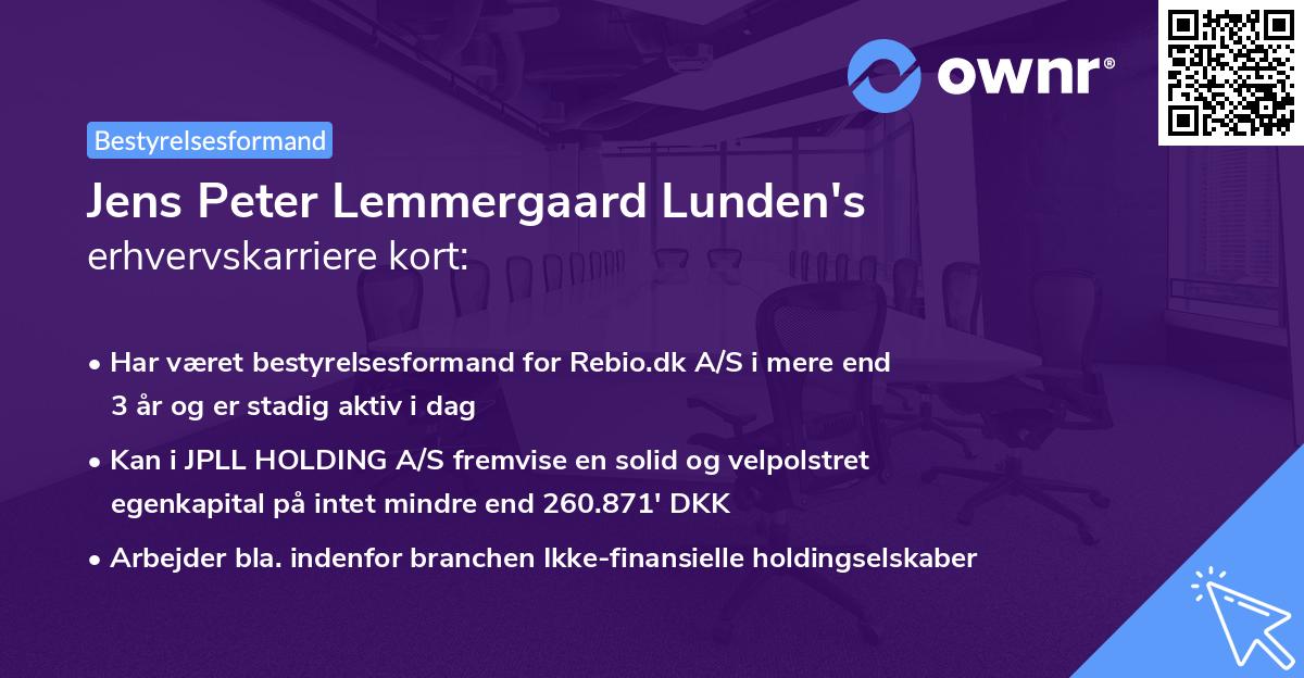 Jens Peter Lemmergaard Lunden's erhvervskarriere kort
