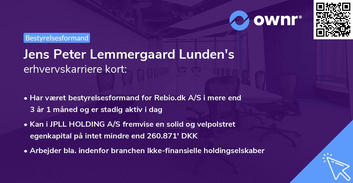 Jens Peter Lemmergaard Lunden's erhvervskarriere kort