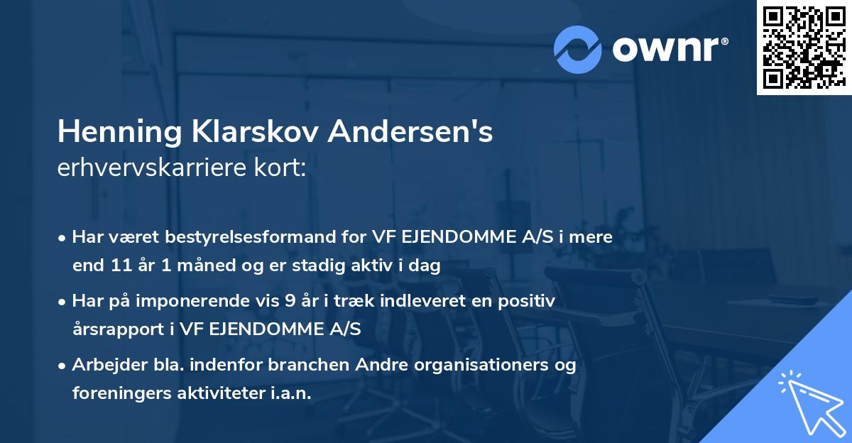 Henning Klarskov Andersen's erhvervskarriere kort