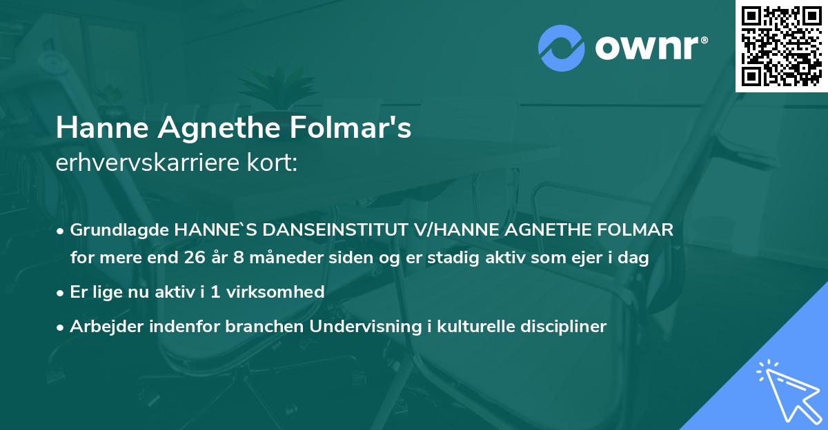 Hanne Agnethe Folmar's erhvervskarriere kort