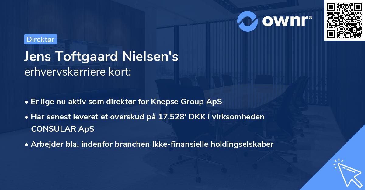 Jens Toftgaard Nielsen's erhvervskarriere kort