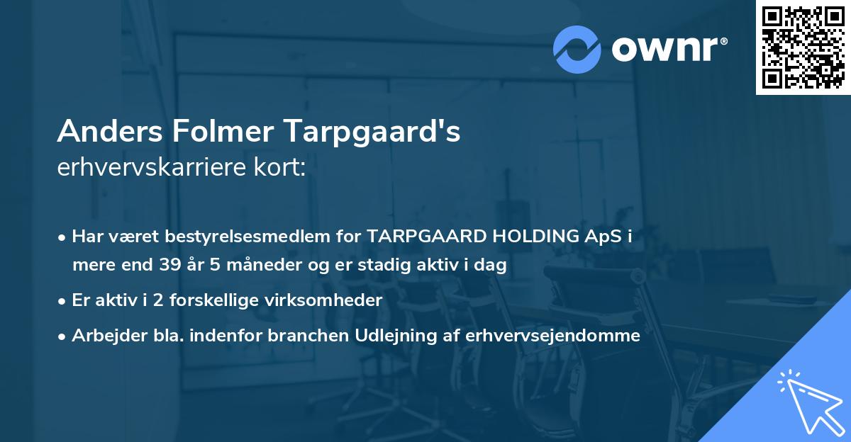 Anders Folmer Tarpgaard's erhvervskarriere kort
