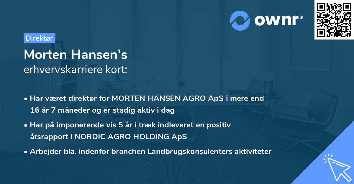 Morten Hansen's erhvervskarriere kort