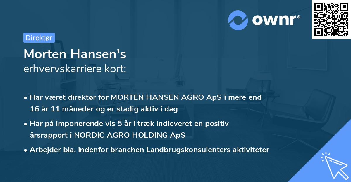 Morten Hansen's erhvervskarriere kort