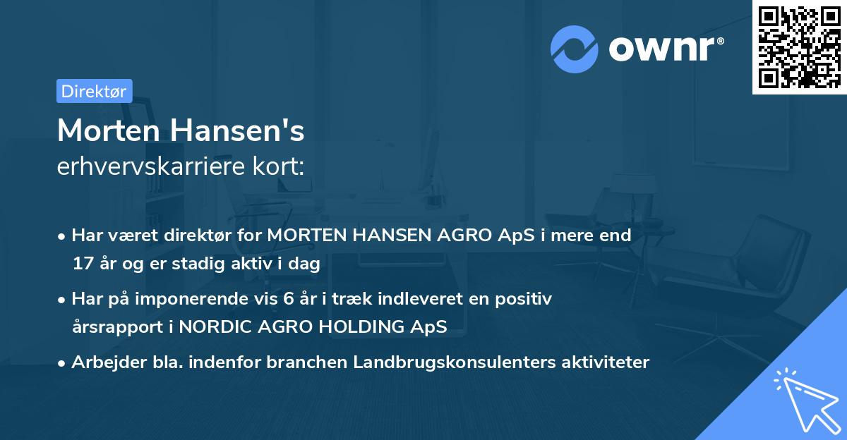 Morten Hansen's erhvervskarriere kort