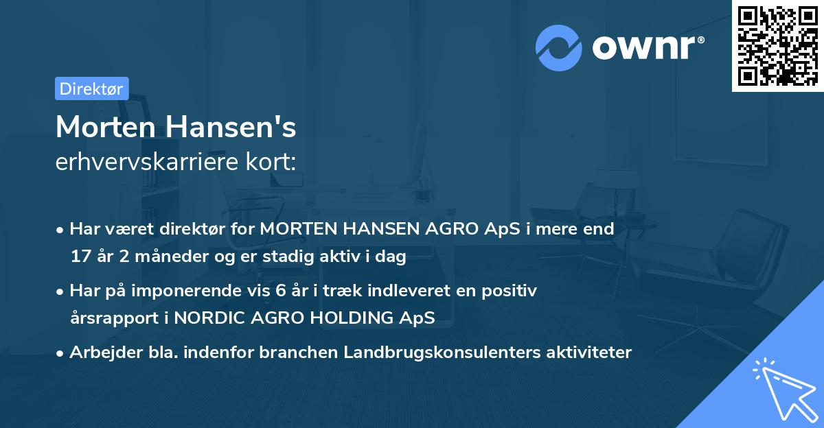 Morten Hansen's erhvervskarriere kort