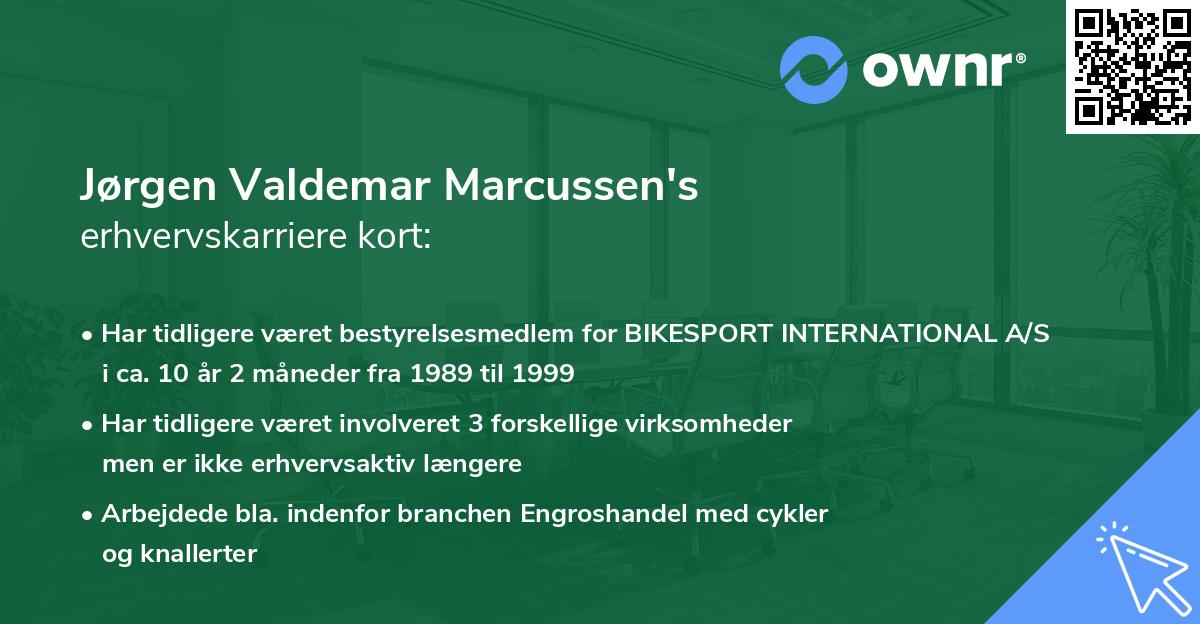 Jørgen Valdemar Marcussen's erhvervskarriere kort