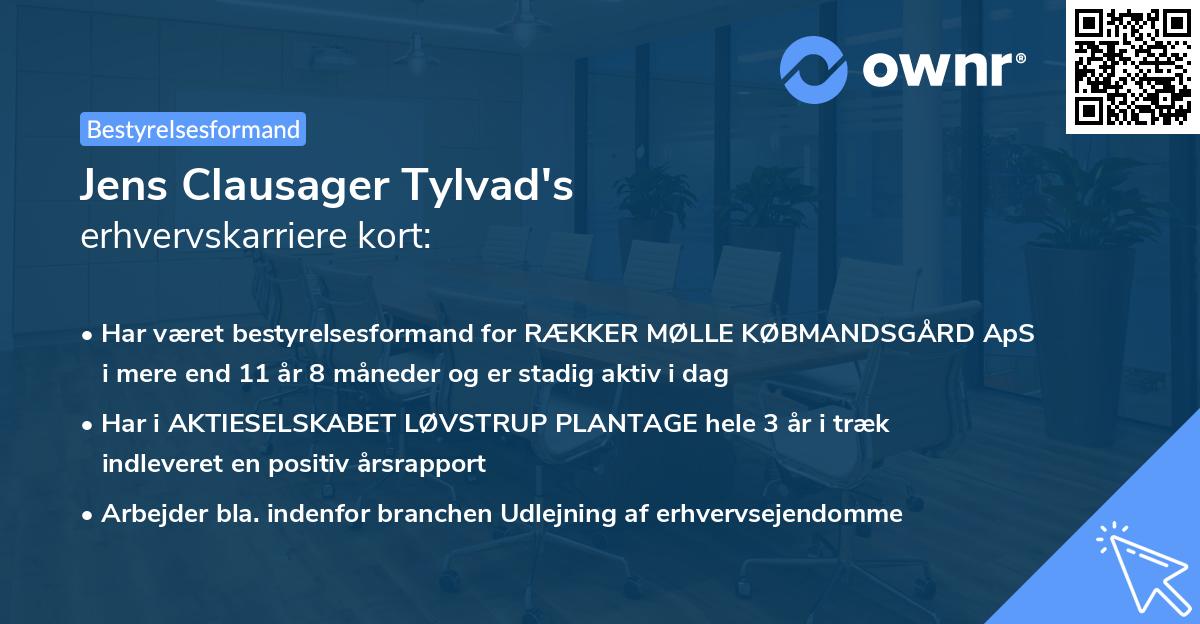 Jens Clausager Tylvad's erhvervskarriere kort