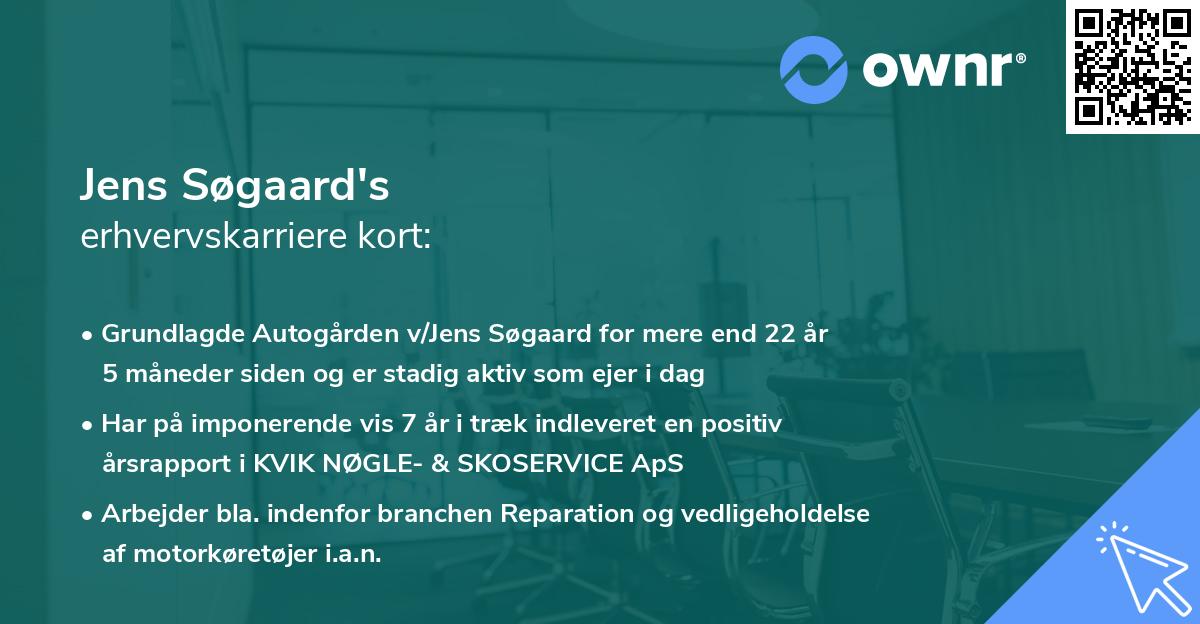 Jens Søgaard's erhvervskarriere kort