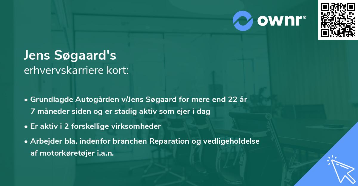 Jens Søgaard's erhvervskarriere kort