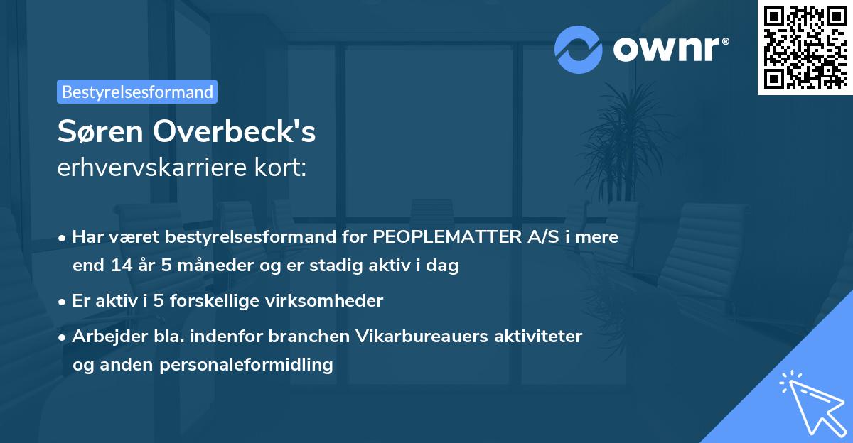 Søren Overbeck's erhvervskarriere kort