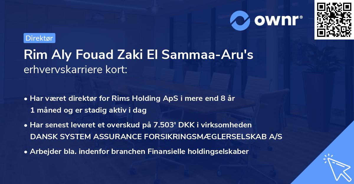 Rim Aly Fouad Zaki El Sammaa-Aru's erhvervskarriere kort