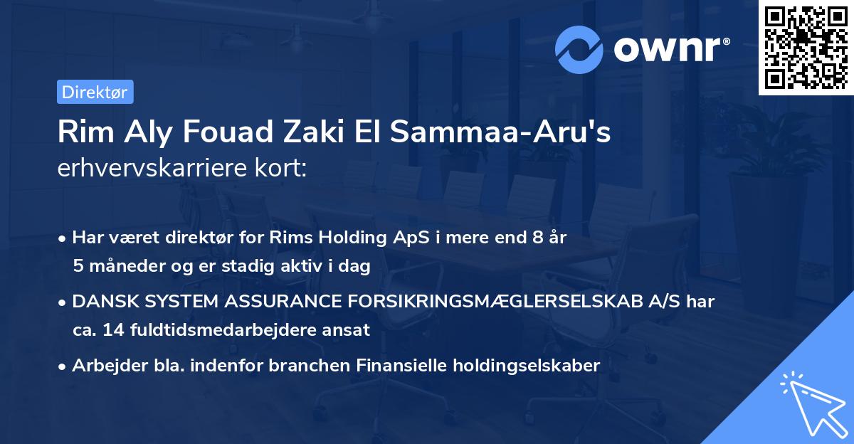 Rim Aly Fouad Zaki El Sammaa-Aru's erhvervskarriere kort